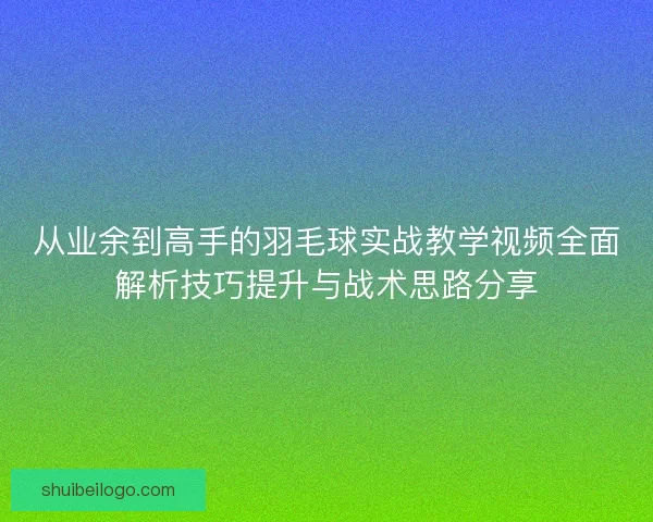 从业余到高手的羽毛球实战教学视频全面解析技巧提升与战术思路分享