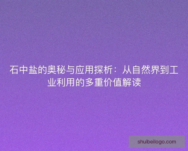 石中盐的奥秘与应用探析：从自然界到工业利用的多重价值解读