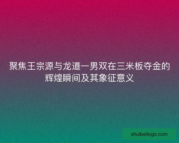 聚焦王宗源与龙道一男双在三米板夺金的辉煌瞬间及其象征意义